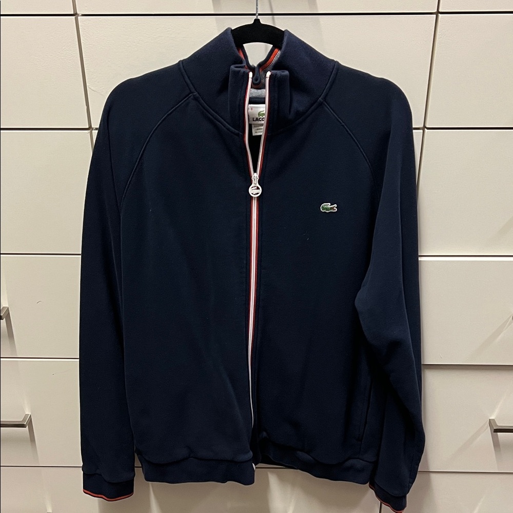 Lacoste Men's XL (size 6) zip up cardigan sweater Dark Blue